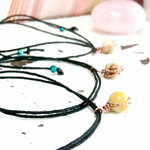 Adjustable Amazonite Gemstone Beaded Bracelet, Charm Boho Dainty Unisex - Picture 2 of 5